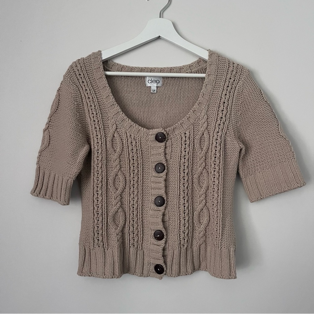 Cleo Women's Tan Cable Knit Sweater